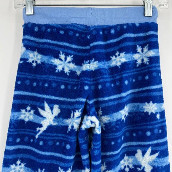 Disney SMALL Women's Blue Winter Tinkerbell Snowflake Flannel Pajama Pants - Picture 5 of 6